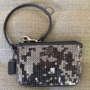 VGUC Coach Wristlet With Gray Sequins